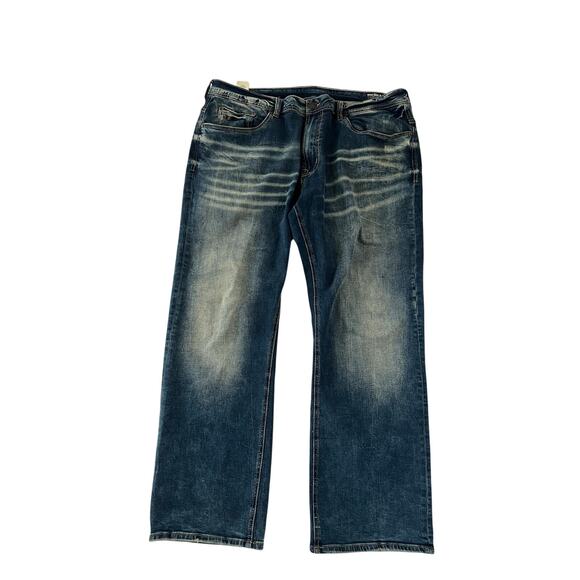 Buffalo David Bitton Six-x Straight Leg Stretch Blue Denim Jeans Mens W40 x 30L - Picture 1 of 16